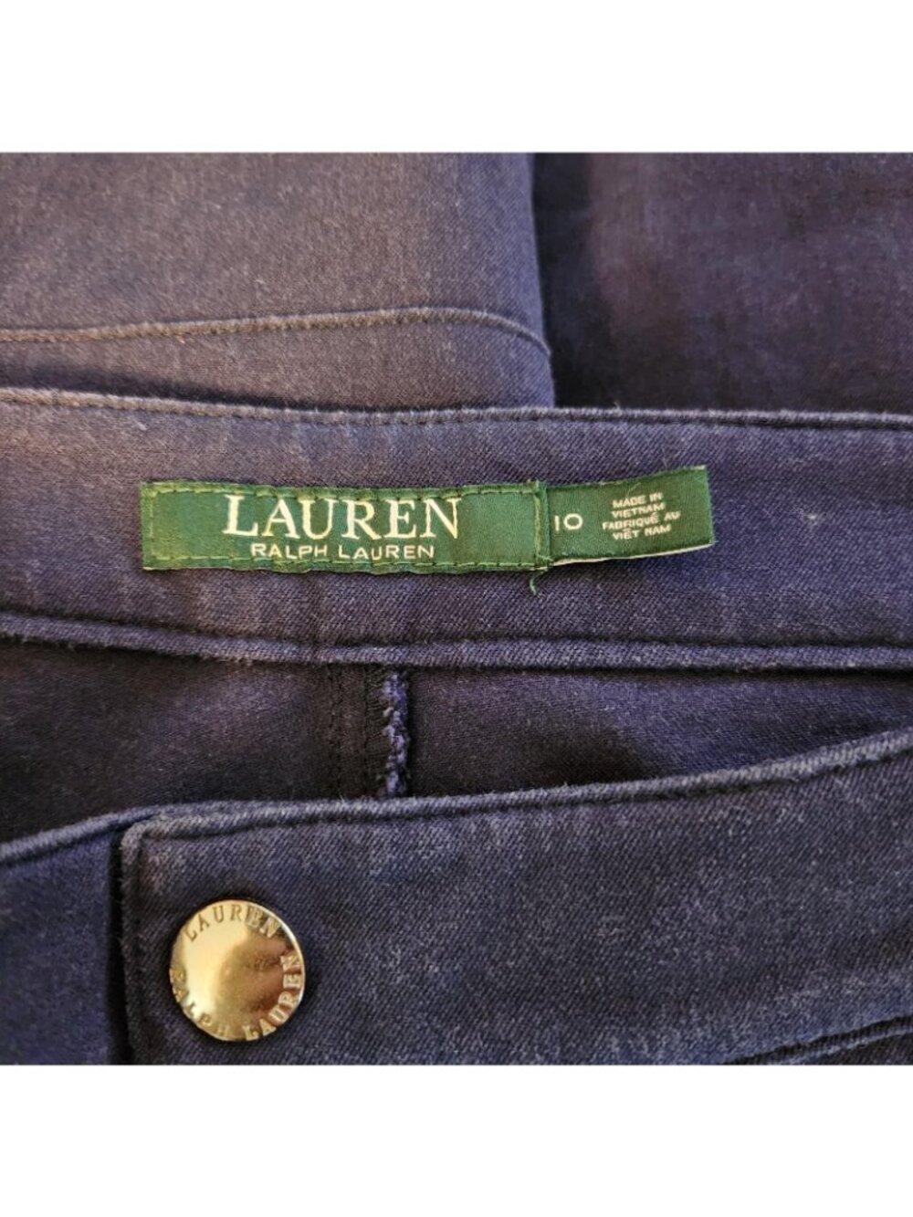 Lauren Ralph Lauren Blue Flat Front Tapered Jeans Pants Slacks Siz 10 MEDIUM - Picture 6 of 6